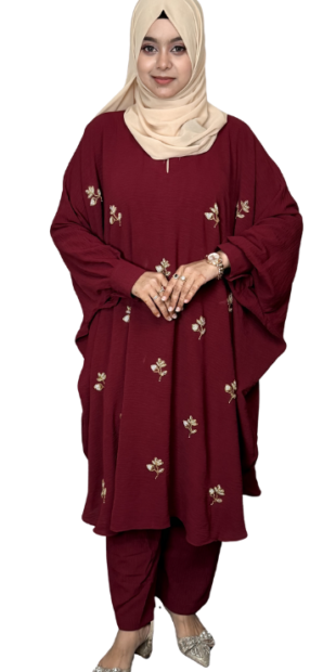Karchupi Abaya Set Maroon ruxea