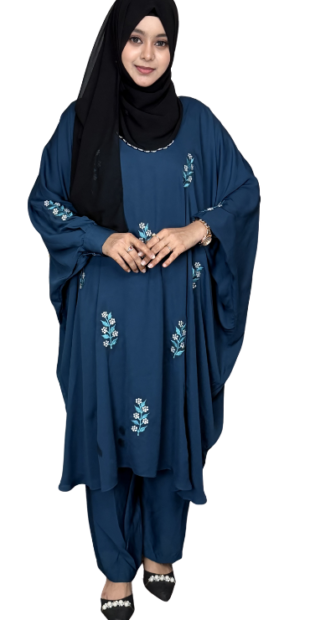 Embroidery Abaya Set Sea Green ruxea