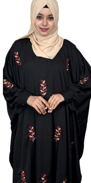 Embroidery Abaya Set Black ruxea