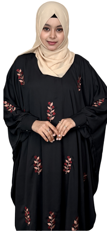 Embroidery Abaya Set Black ruxea