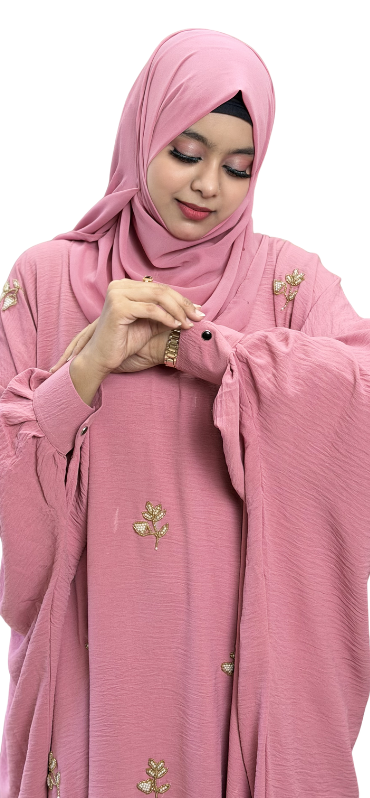Pink Karchupi Abaya Set - Image 4